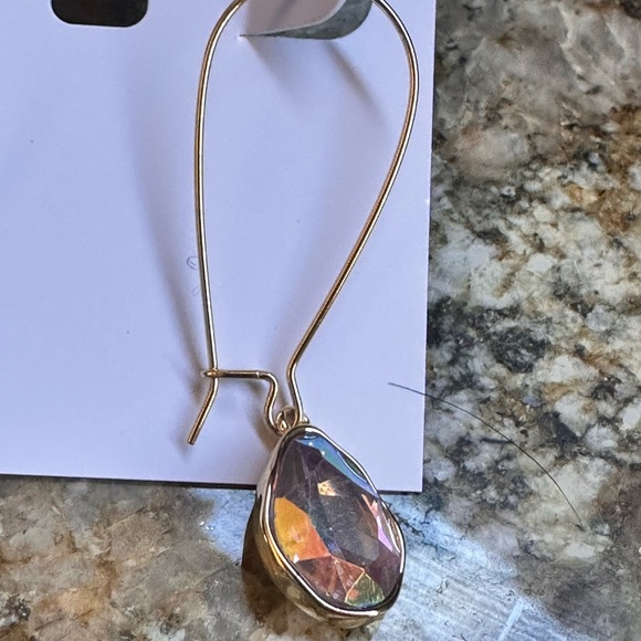 Style & Co Gold Blue Rainbow Gemstone Earrings - Picture 6 of 6